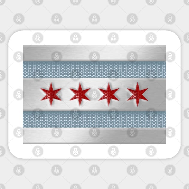 Chicago Flag Metal Look Sticker by E